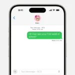 Giao diện tin nhắn RCS trên iPhone 15 iOS 18 minh họa tính năng gửi ảnh chất lượng cao giữa iPhone và Android