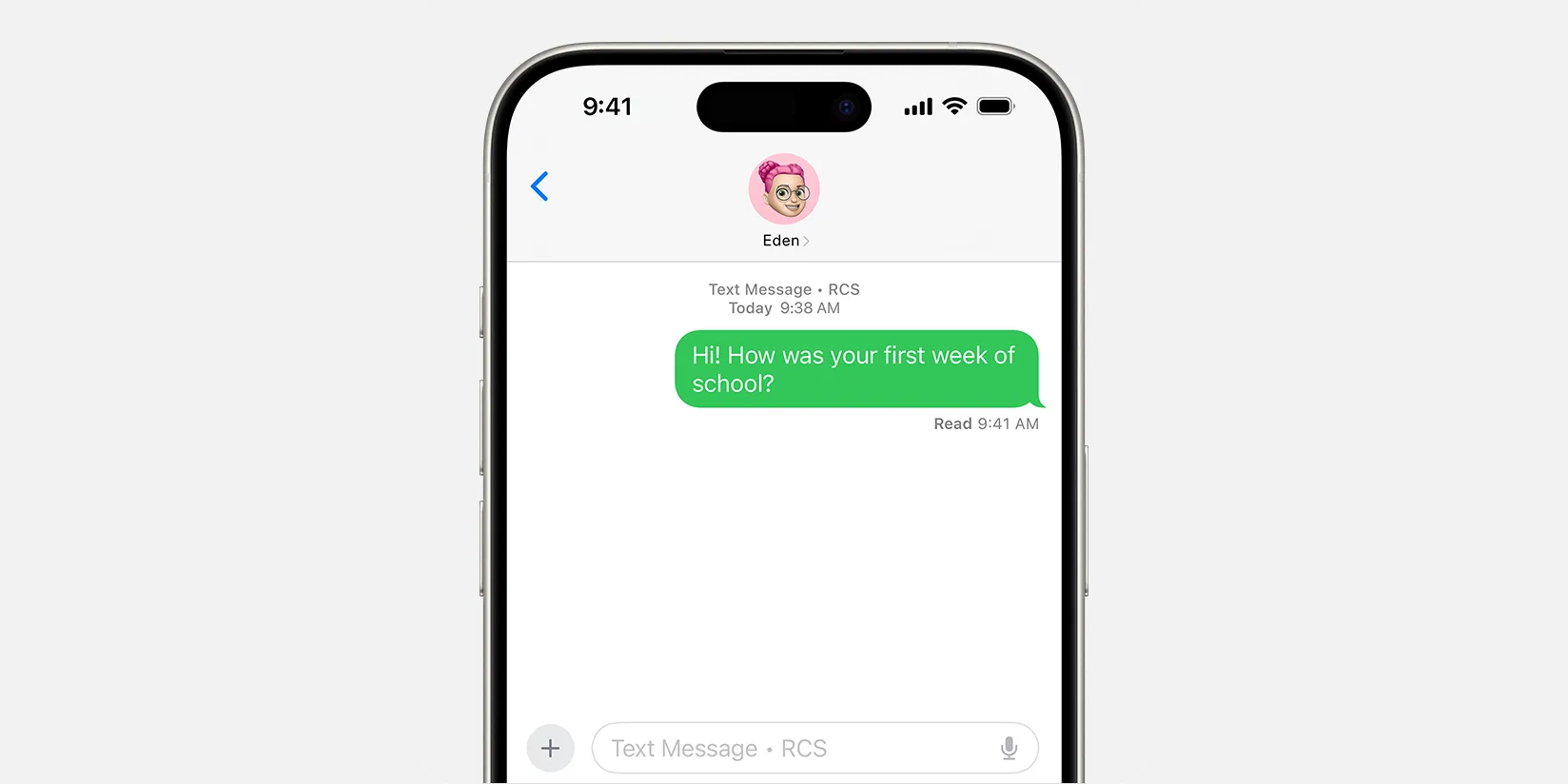 Giao diện tin nhắn RCS trên iPhone 15 với hệ điều hành iOS 18 sắp có mã hóa đầu cuối