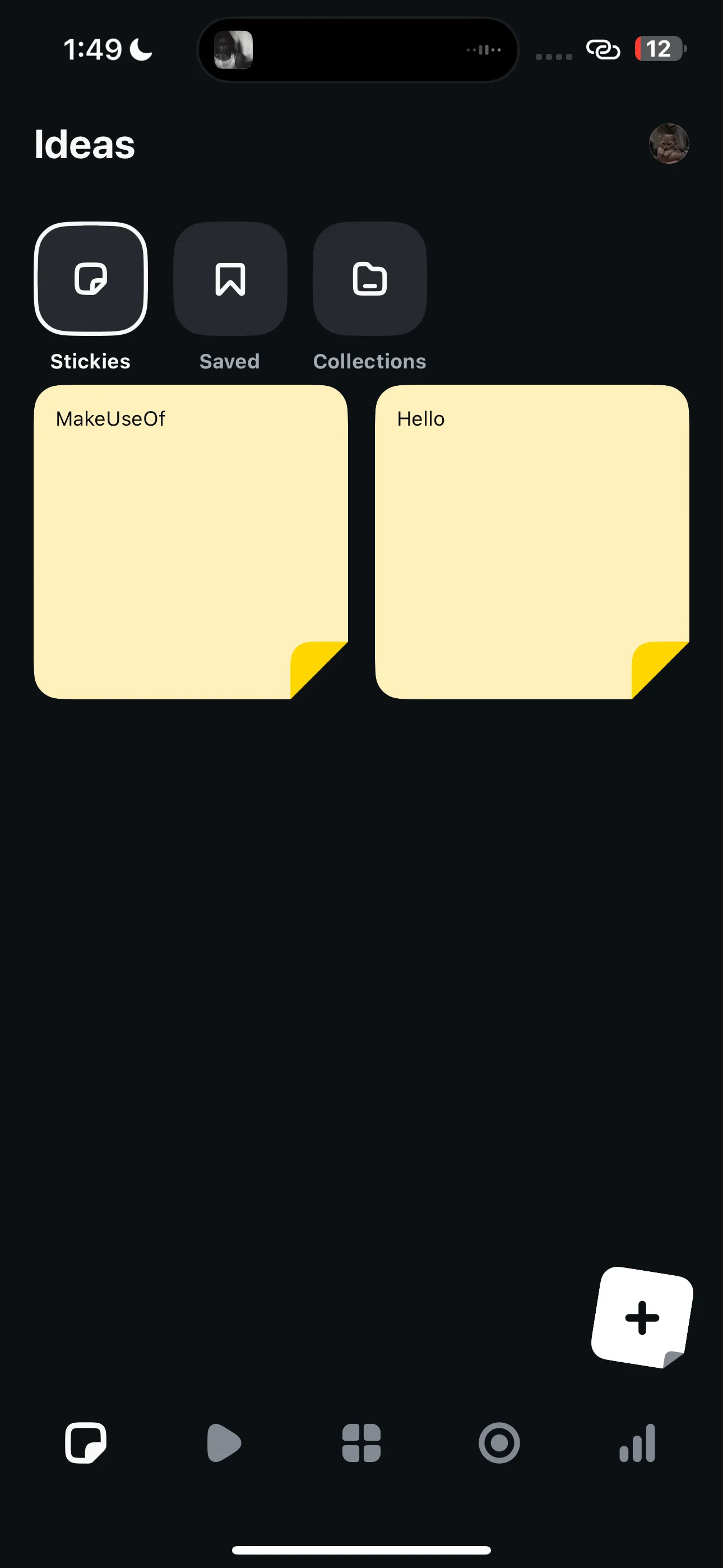 Giao diện tính năng ghi chú "Stickies" trong ứng dụng Edits của Instagram