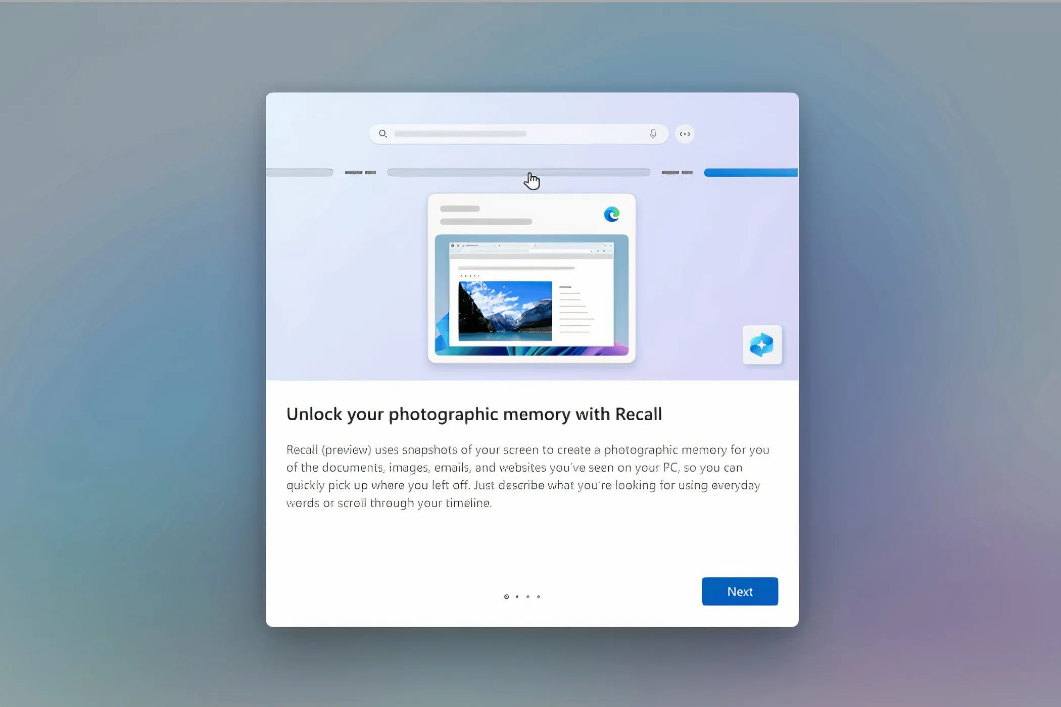 Giao diện tính năng Windows Recall trên Windows 11