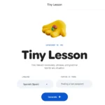 Giao diện Tiny Lesson của Little Language Lessons, hiển thị đoạn hội thoại và gợi ý từ vựng tiếng Anh về chỉ đường
