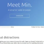 Giao diện trang chủ đơn giản, không xao nhãng của trình duyệt Min trên hệ điều hành Linux