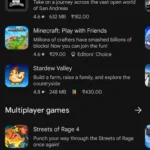 Giao diện trang chủ Google Play Store trên điện thoại Android