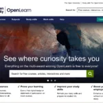 Giao diện trang chủ OpenLearn với các khóa học miễn phí từ Đại học Mở