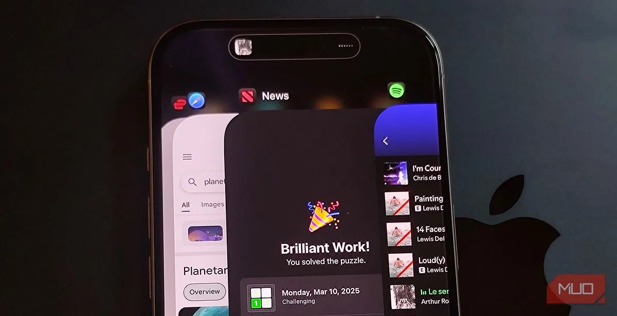 Giao diện trình chuyển đổi ứng dụng trên iPhone 16 Pro