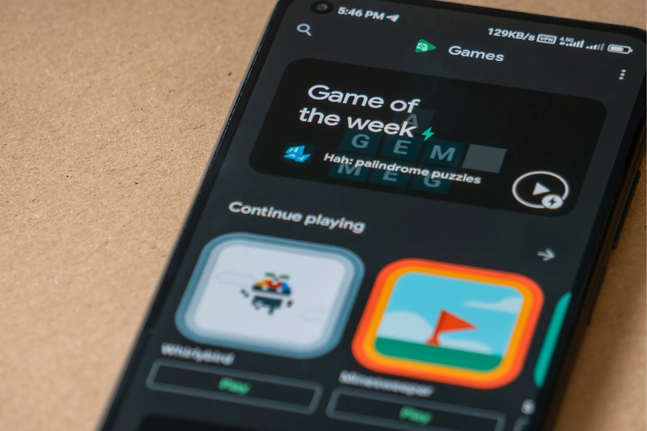 Giao diện trò chơi nổi bật trên Google Play Games, cho thấy sự đa dạng của Google Play Store