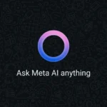 Giao diện trò chuyện Meta AI trống trên WhatsApp, hiển thị nút AI nổi bật