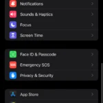 Giao diện ứng dụng Cài đặt (Settings) trên iPhone