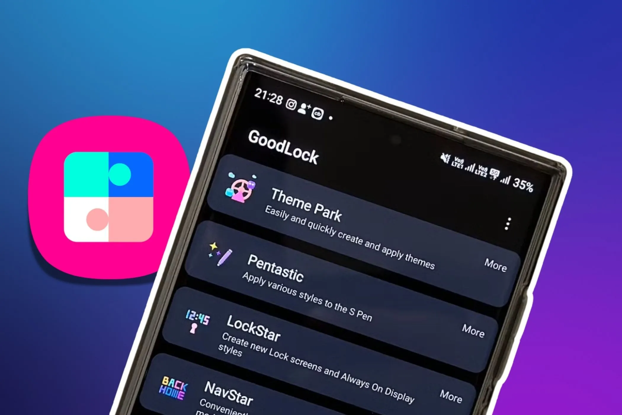 Giao diện ứng dụng Good Lock trên điện thoại Samsung, minh họa tính năng tùy biến One UI 7