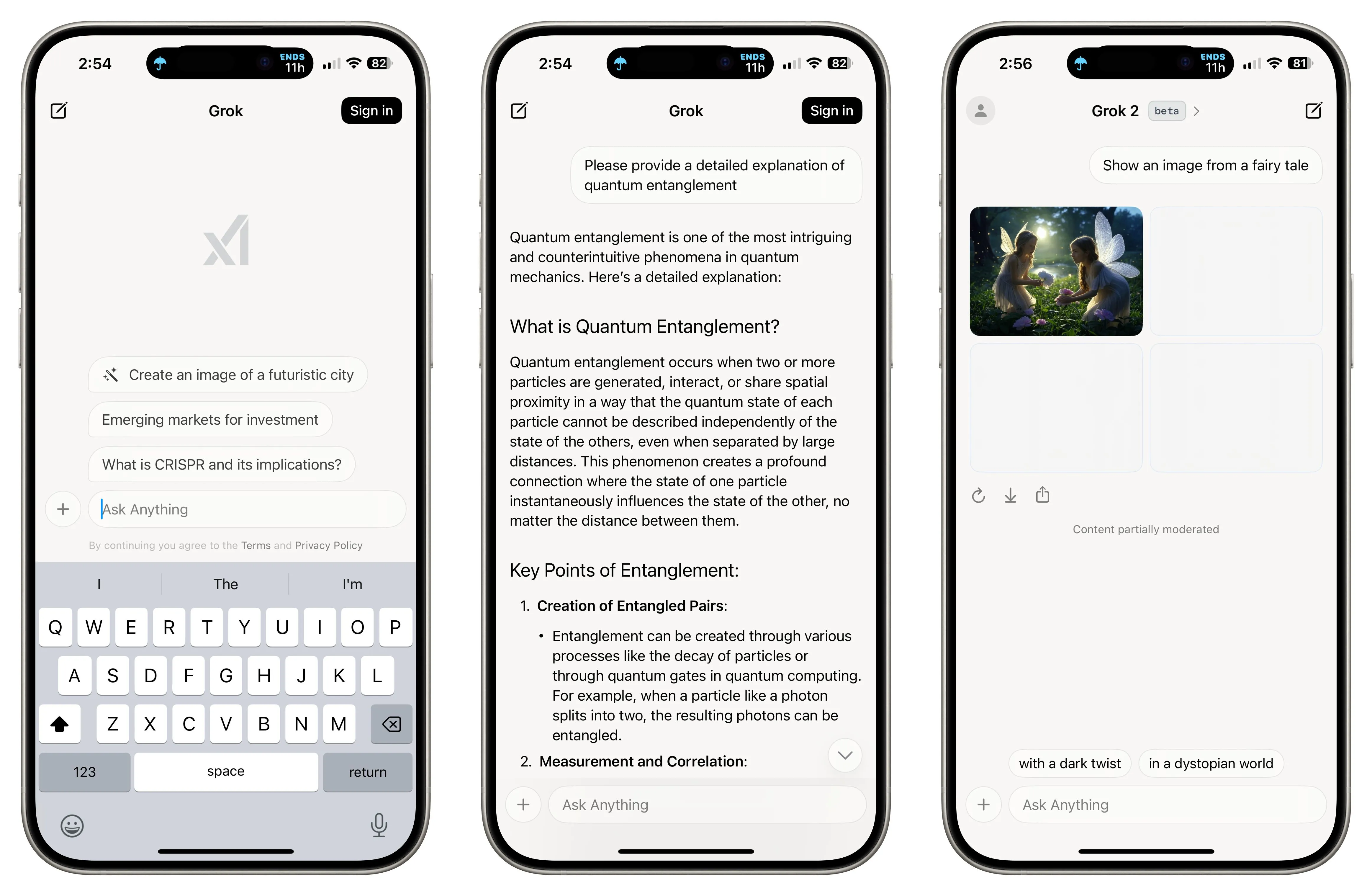 Giao diện ứng dụng Grok AI độc lập đang hoạt động trên màn hình iPhone, thể hiện khả năng tương tác chatbot