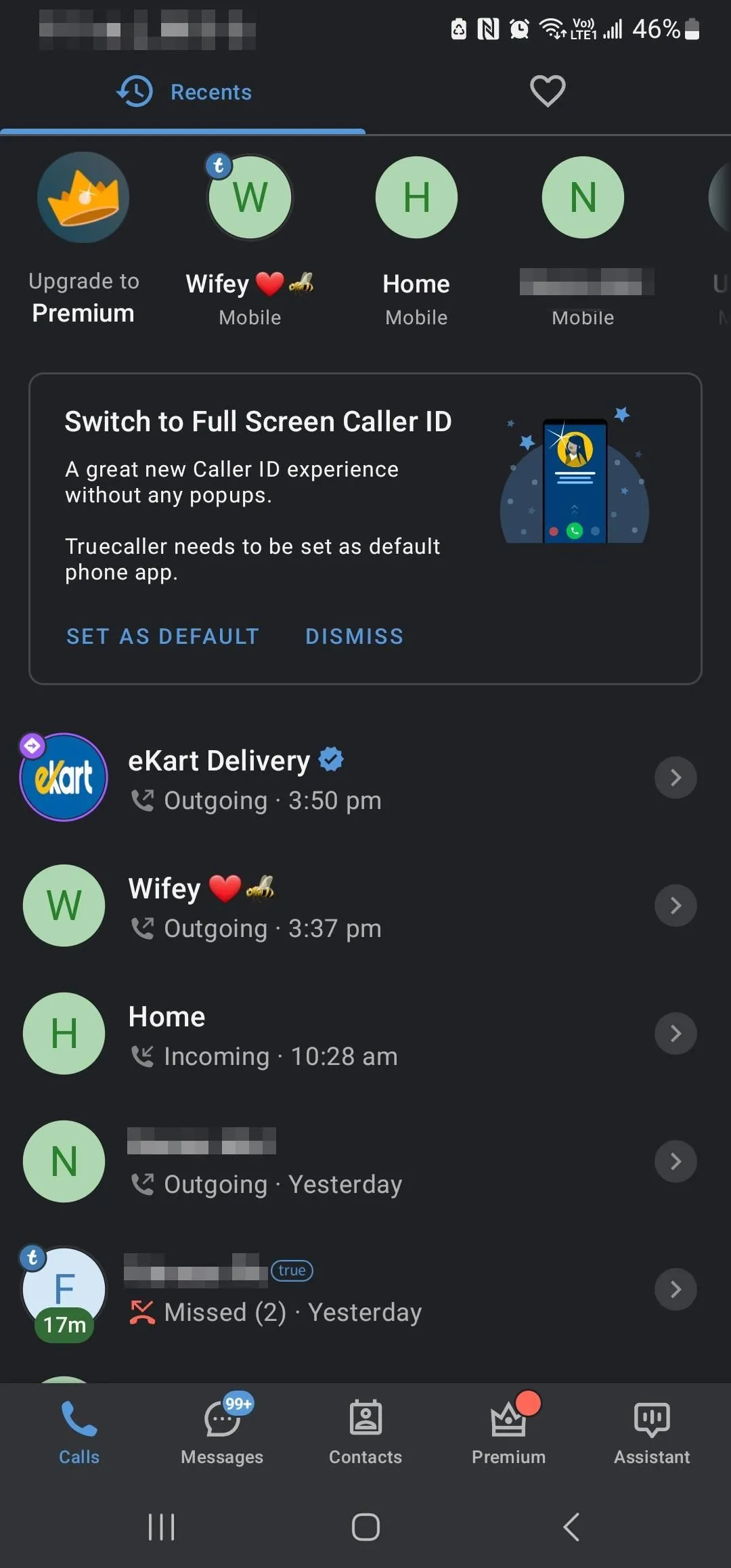 Giao diện ứng dụng Truecaller trên Android hiển thị lịch sử cuộc gọi lừa đảo
