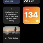 Giao diện widget Google trên màn hình chính iPhone cho phép truy cập nhanh các tính năng tìm kiếm