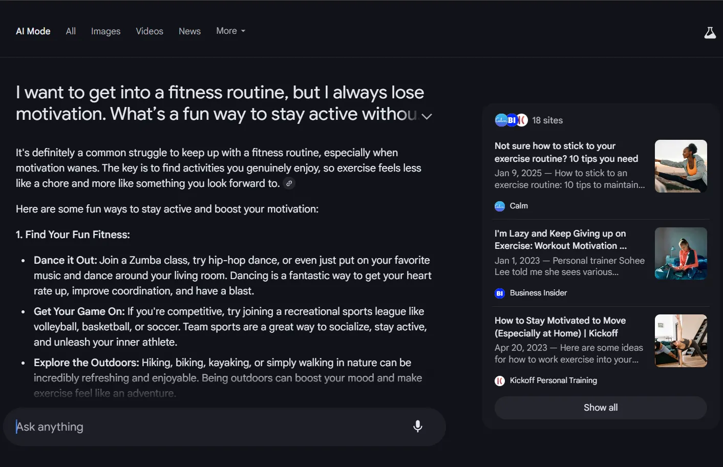 Google AI Mode cung cấp lời khuyên cá nhân về việc cân bằng cuộc sống và công việc