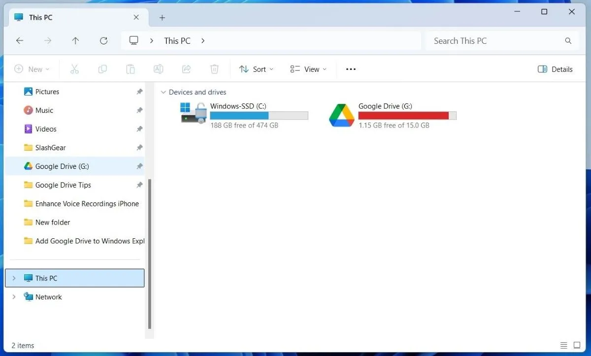 Google Drive tích hợp trong File Explorer Windows 11