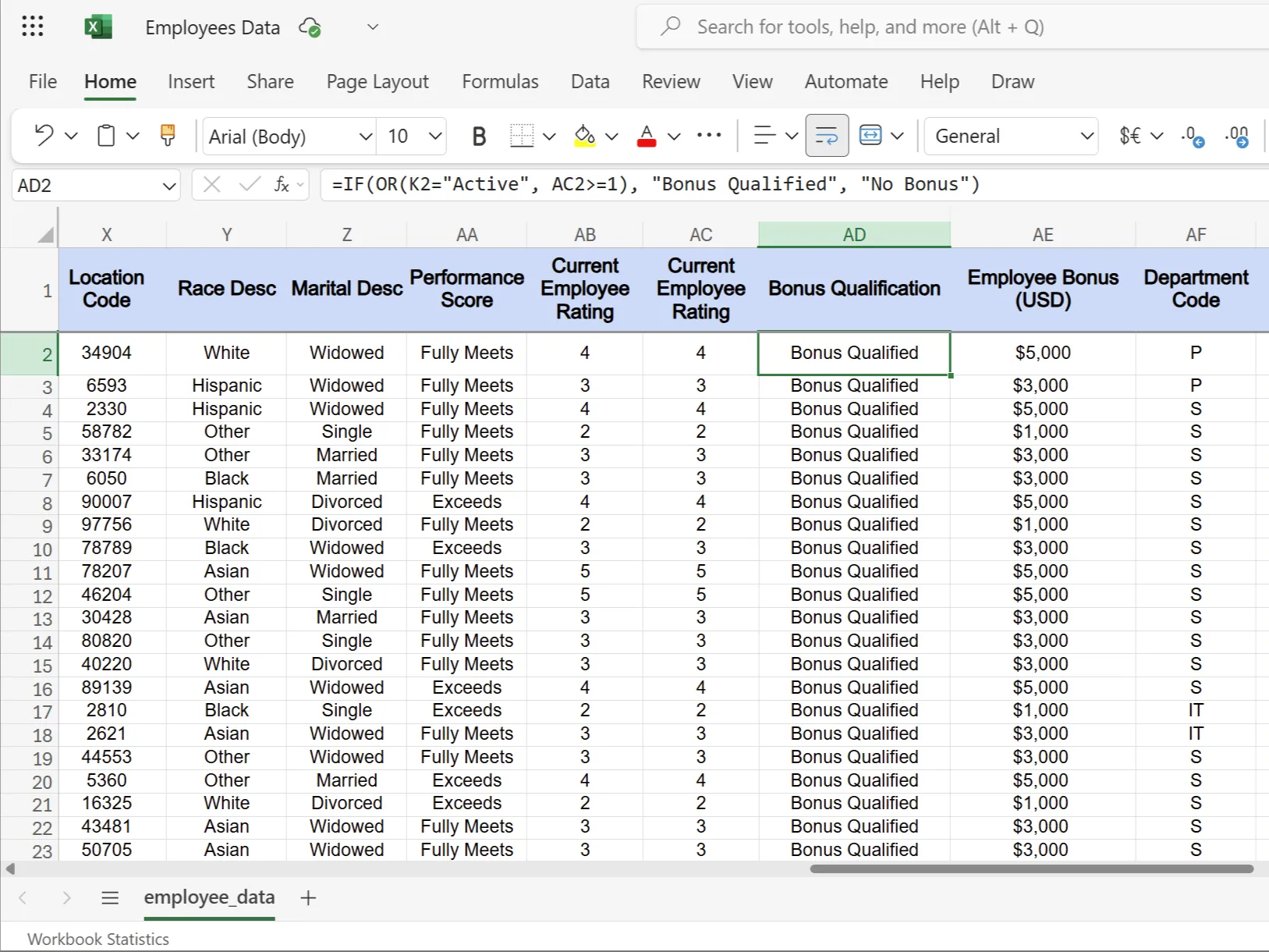 Hàm IF kết hợp OR trong Excel xác định điều kiện đủ điều kiện nhận thưởng cho nhân viên