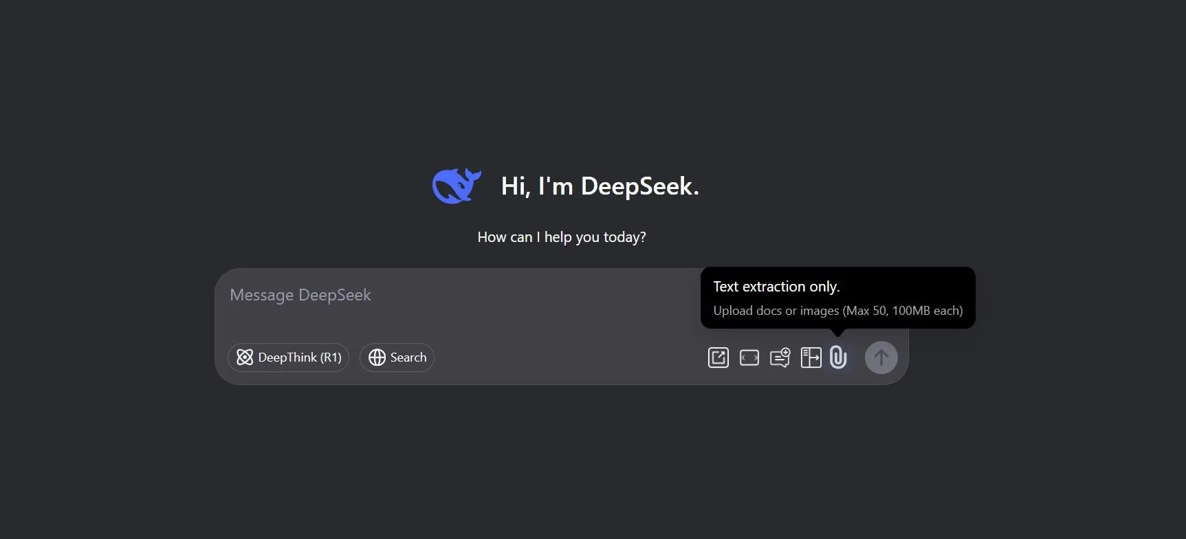 Hạn chế tải lên tệp của DeepSeek
