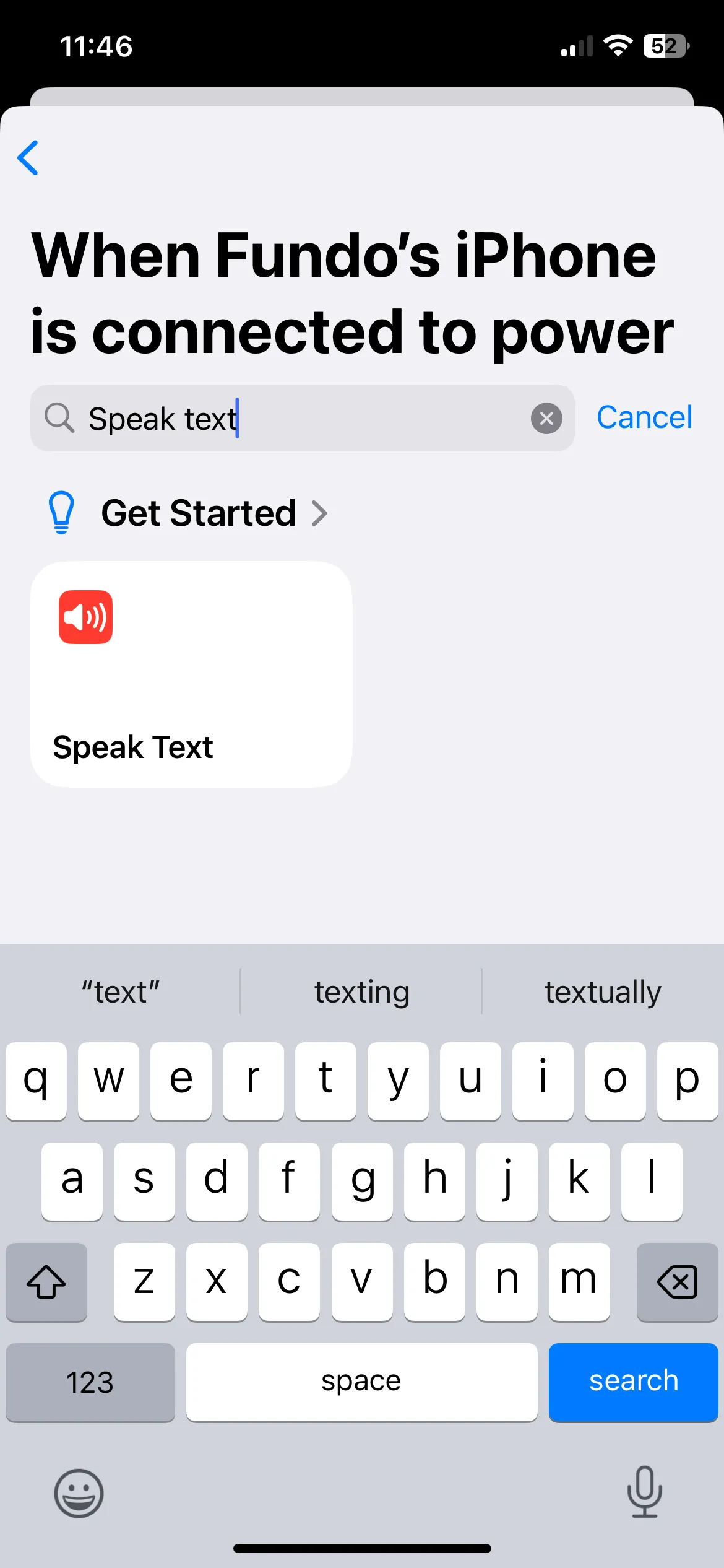 Hành động Speak Text trong ứng dụng Phím tắt trên iPhone