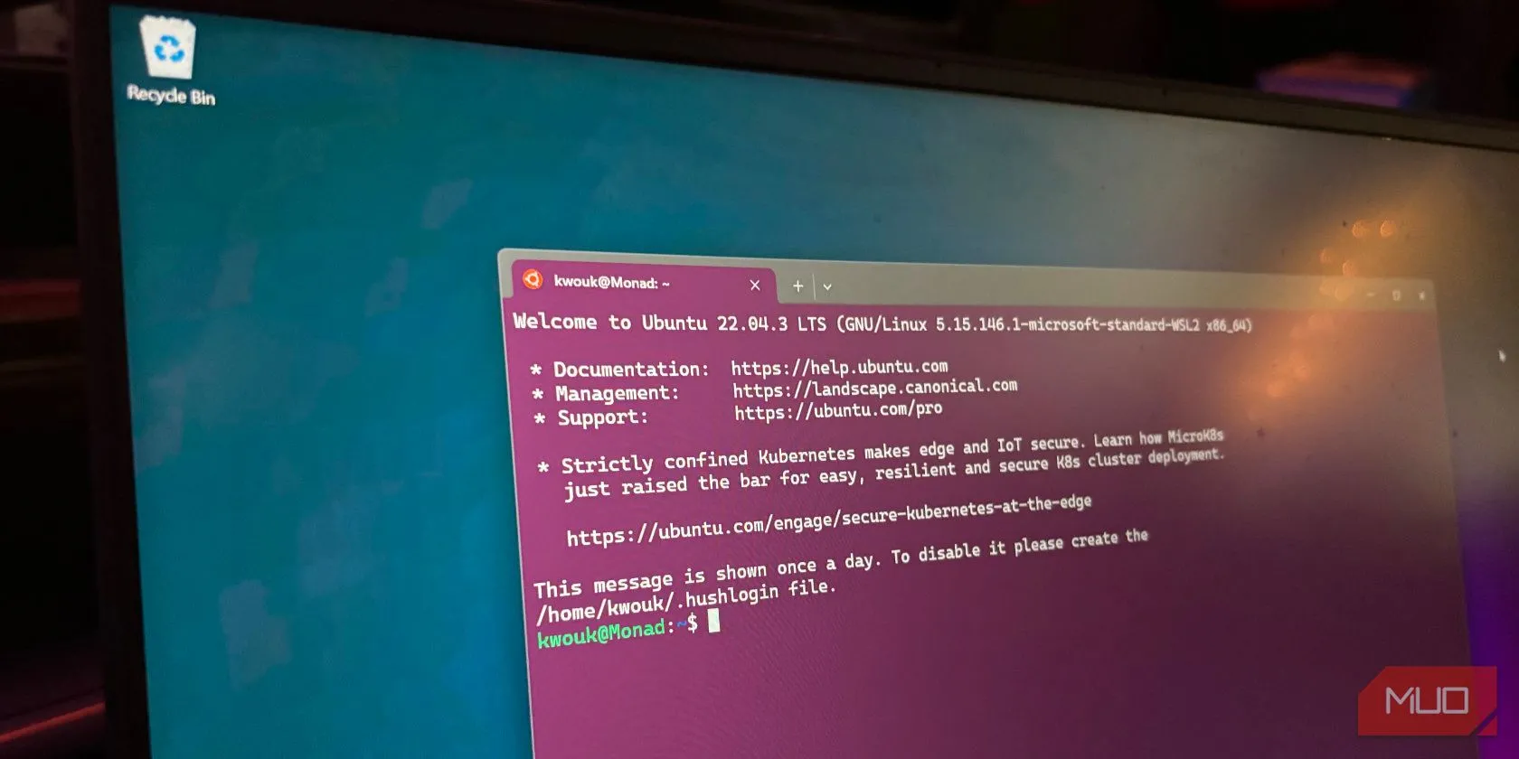 Hệ điều hành Ubuntu chạy qua Windows Subsystem for Linux minh họa khả năng dual-boot