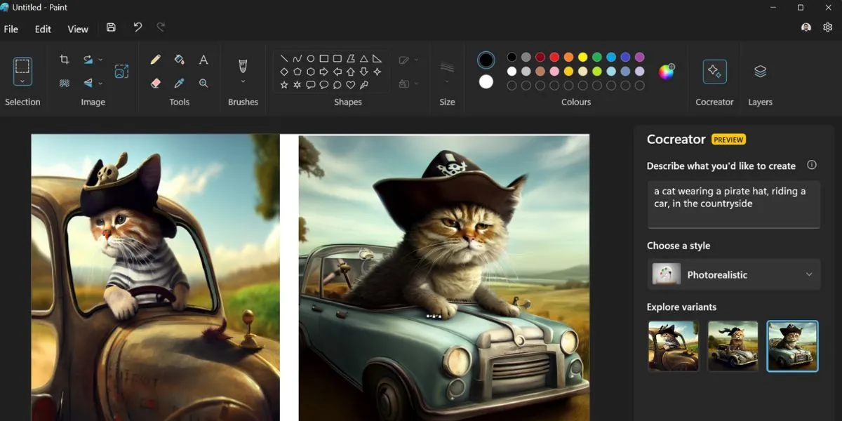 Hình ảnh được tạo bởi tính năng Cocreater trong Paint trên Copilot+ PC, minh họa khả năng AI