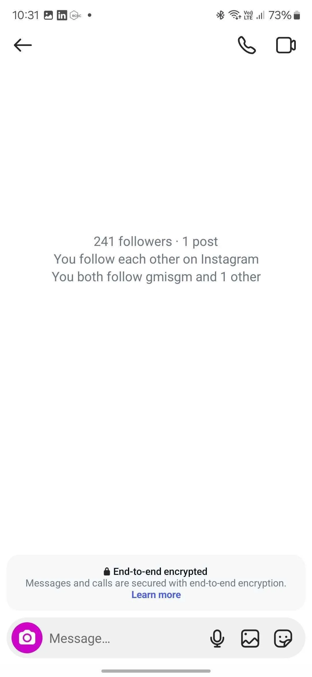 Hình ảnh hướng dẫn kích hoạt mã hóa đầu cuối cho cuộc trò chuyện Instagram DM