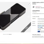 Hình ảnh listing lừa đảo card đồ họa RTX 5090 bán kèm mô tả sản phẩm ảo