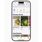 Hình ảnh minh họa Thư mục Công thức (Recipe Catalog) của Apple News+ Food trên thiết bị Apple.