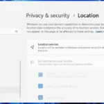 Hình ảnh minh họa tùy chọn dịch vụ định vị trong cài đặt quyền riêng tư của Windows 11.