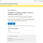 Hình ảnh một email từ Microsoft Entra ID với nội dung cảnh báo về tài khoản không hoạt động, được làm mờ để bảo vệ thông tin.