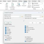 Hộp thoại so sánh tài liệu trong Microsoft Word để chọn file gốc và file sửa đổi