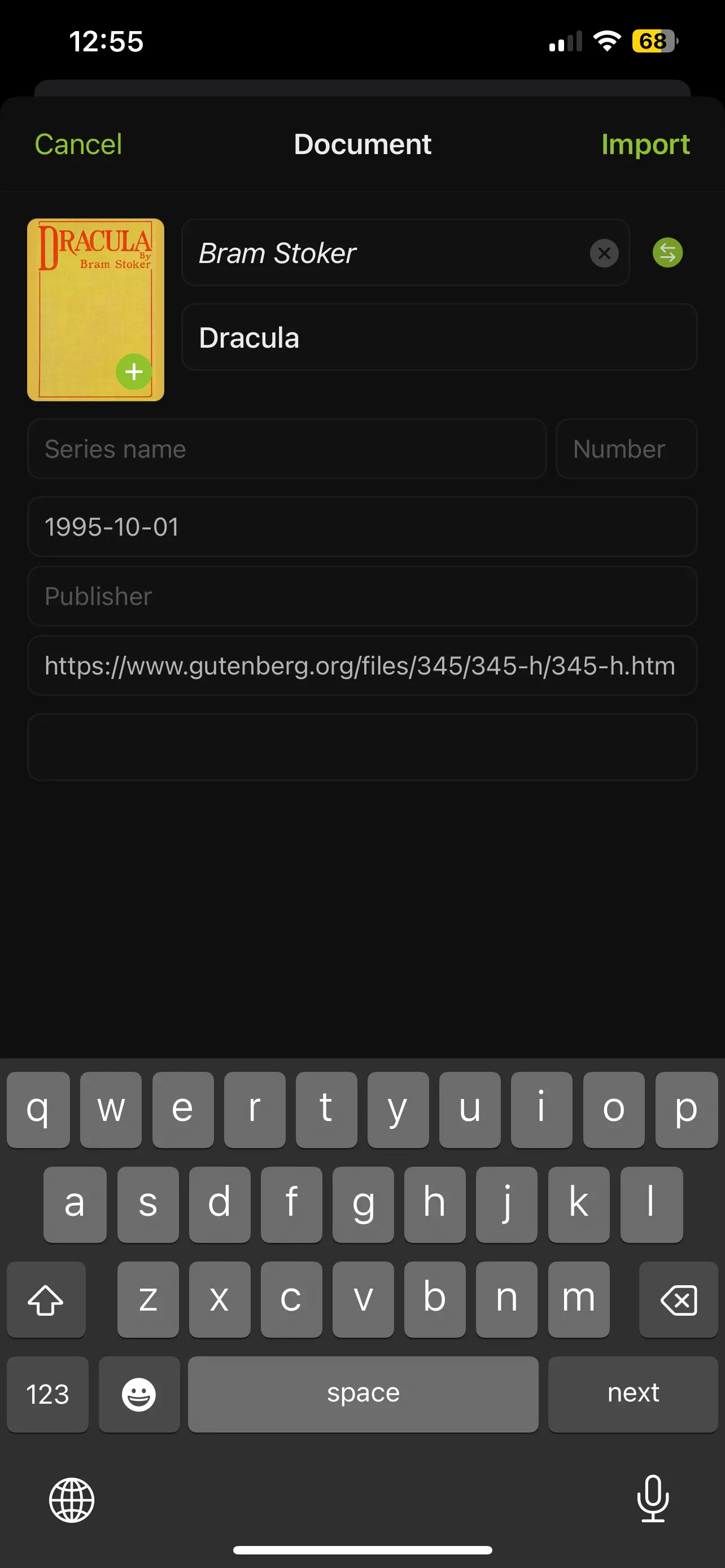 Hướng dẫn nhập sách điện tử từ Project Gutenberg vào Yomu Ebook Reader, hỗ trợ đa định dạng sách.