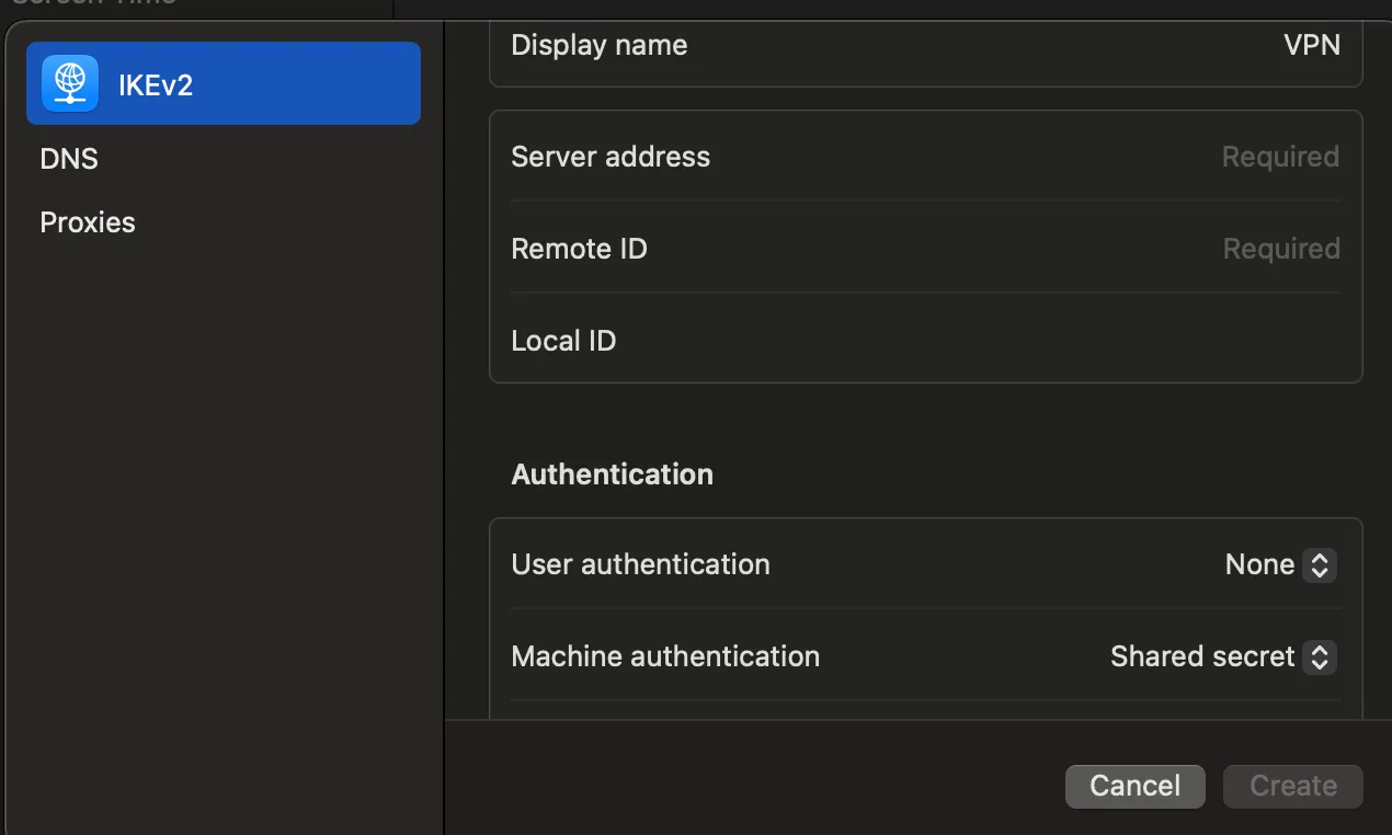 Hướng dẫn thiết lập VPN thủ công trên macOS trong phần cài đặt mạng
