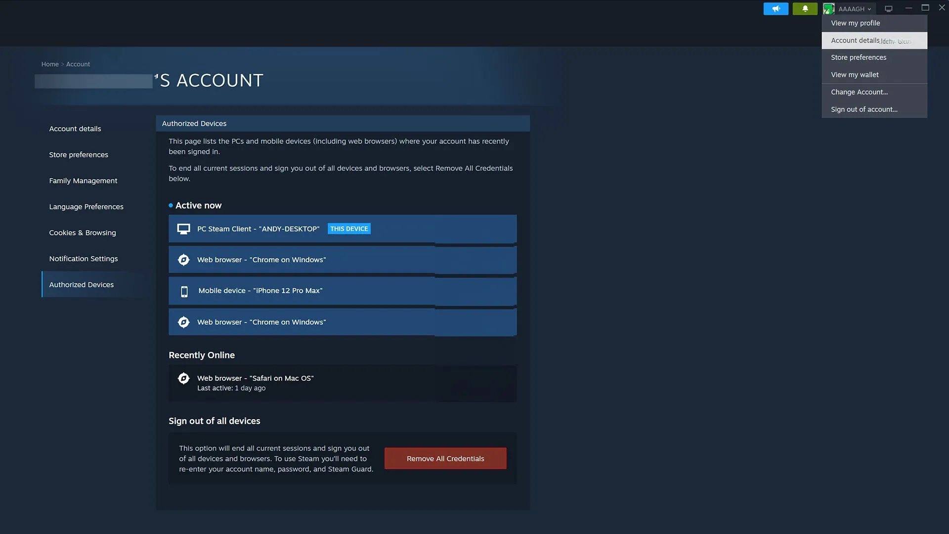 Hướng dẫn truy cập mục Thiết bị đã ủy quyền trên Steam để hủy đăng nhập