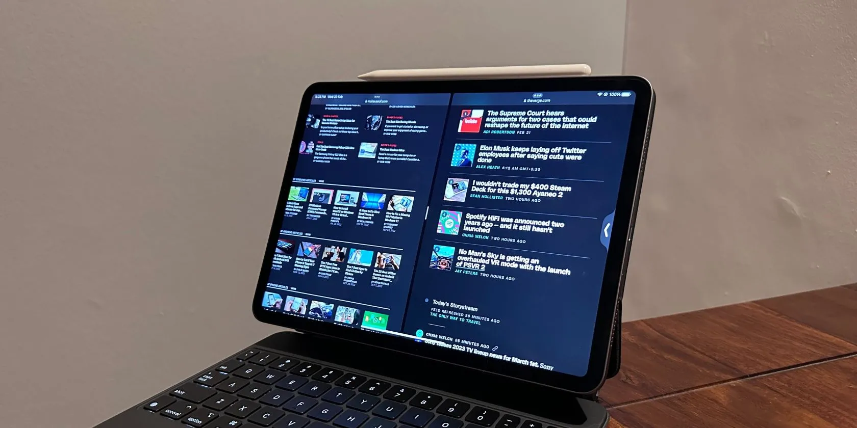 iPad Pro hiển thị chế độ Split View với hai ứng dụng đang chạy song song, minh họa khả năng đa nhiệm hiệu quả của iPad