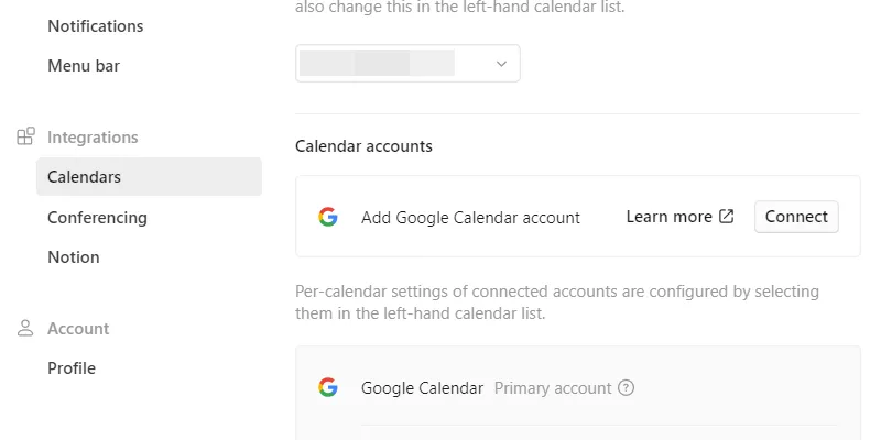 Kết nối tài khoản Google Calendar với Notion Calendar để đồng bộ lịch làm việc