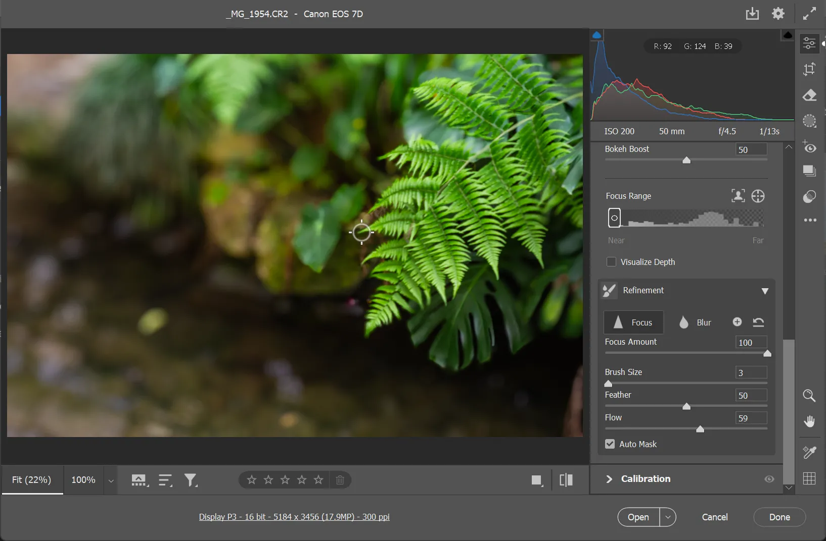 Kết quả làm mờ hậu cảnh và tinh chỉnh hiệu ứng Lens Blur trong Photoshop
