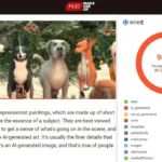 Kết quả nhận diện ảnh AI hiển thị trên trình duyệt Chrome của tiện ích Hive AI Detector