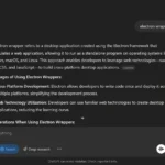 Kết quả tìm kiếm chi tiết từ ChatGPT Search về khái niệm "Electron wrappers" với ví dụ minh họa.