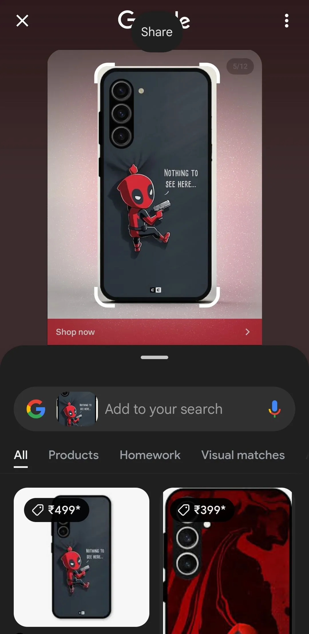 Kết quả tìm kiếm hình ảnh Google với tính năng Khoanh vùng tìm kiếm (Circle to Search) trên Galaxy AI