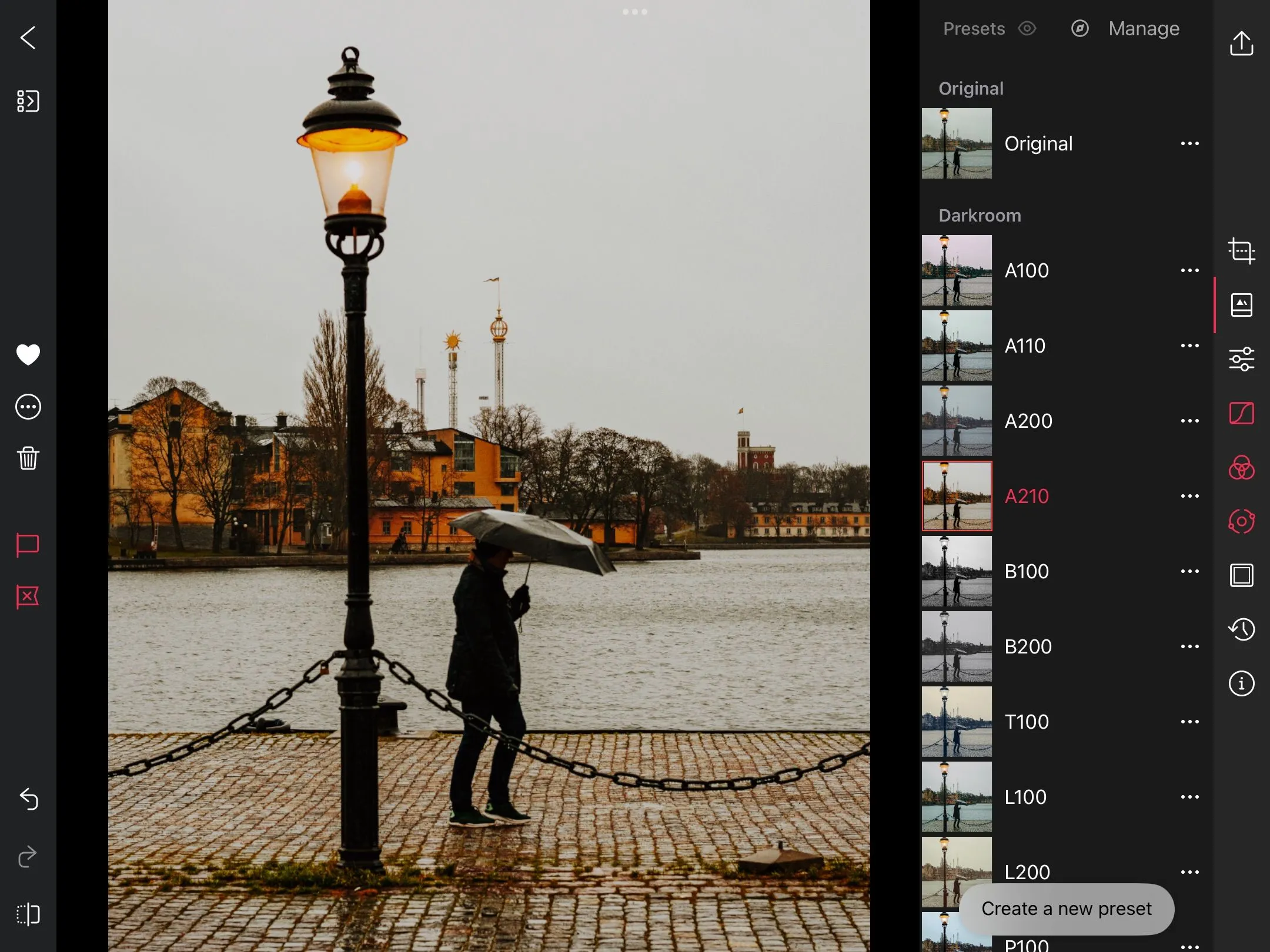 Khám phá bộ sưu tập presets (bộ lọc sẵn) đa dạng trong ứng dụng Darkroom trên iPad