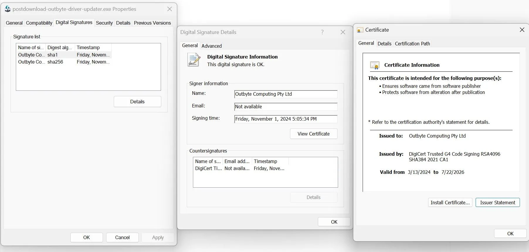 Kiểm tra chứng chỉ của một tệp EXE trong Windows để đảm bảo an toàn