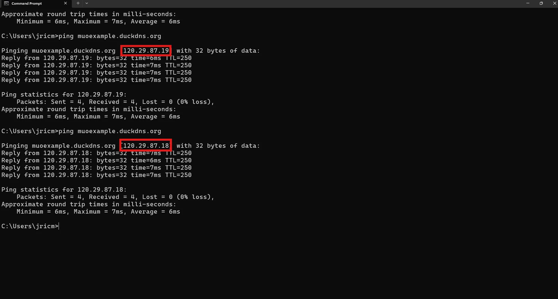 Kiểm tra thành công kết nối Dynamic DNS với tên miền DuckDNS