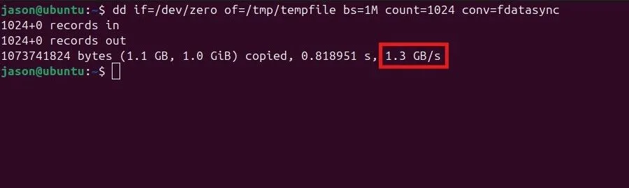 Kiểm tra tốc độ ghi SSD trên Linux bằng lệnh dd trong Terminal