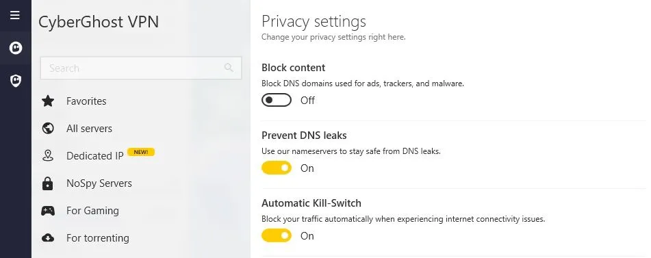 Kill Switch của CyberGhost VPN đảm bảo bảo mật kết nối internet