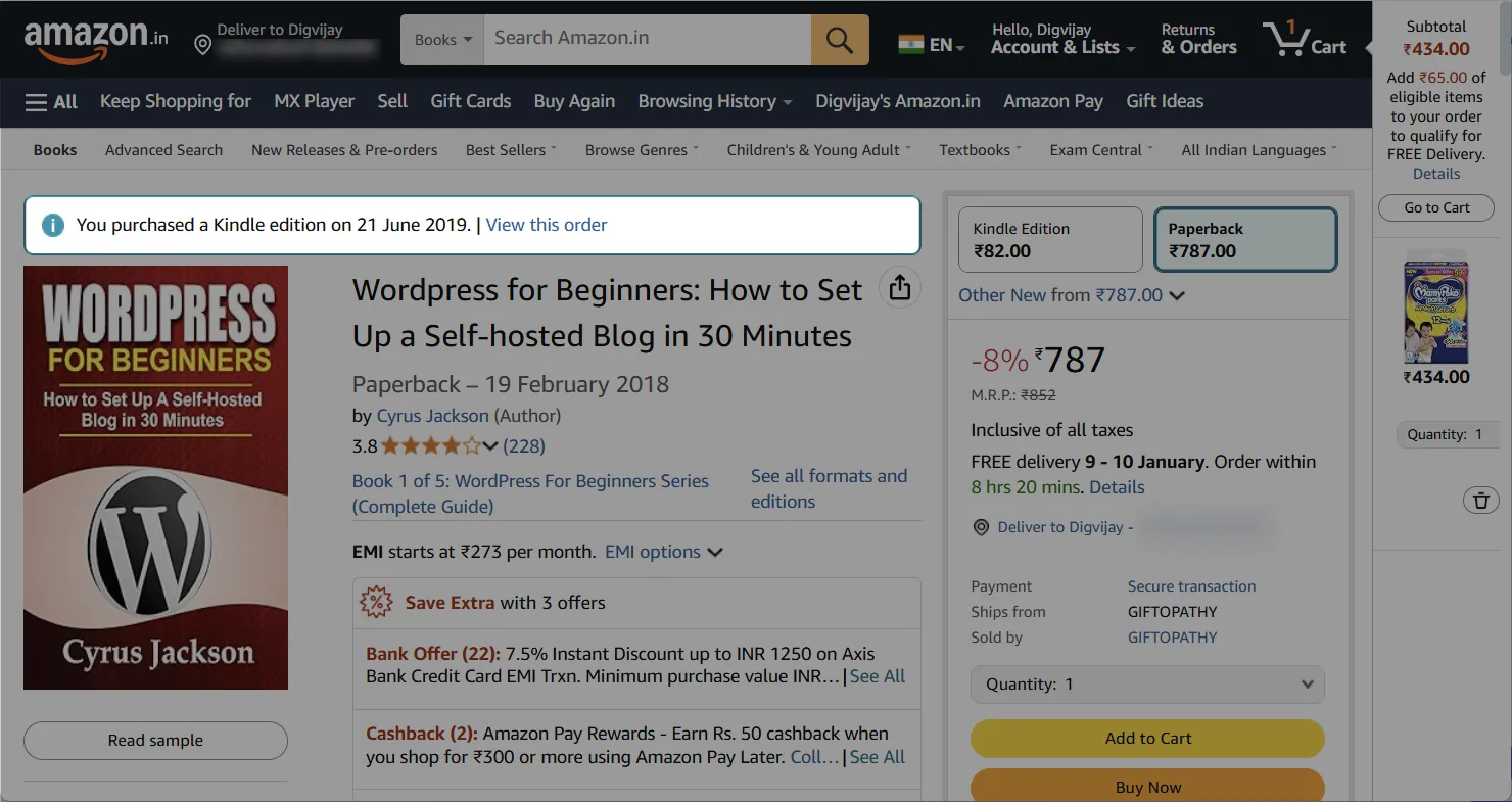 Lịch sử mua hàng và đơn đặt hàng trên Amazon