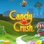 Logo Candy Crush với nền xanh lá vui nhộn