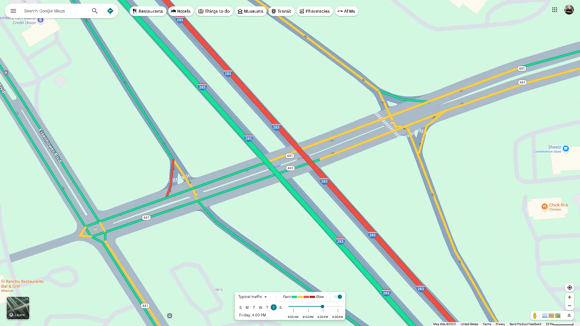 Lớp giao thông trên Google Maps với các màu sắc biểu thị tình trạng