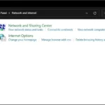 Lựa chọn Mạng và Internet trong Control Panel trên Windows 11 để truy cập Tùy chọn Internet