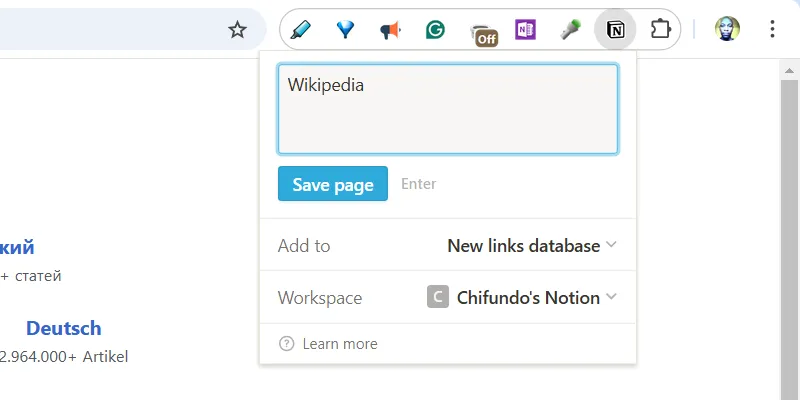 Lưu một trang web vào Notion bằng tiện ích mở rộng Notion Web Clipper