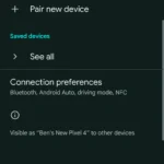 Màn hình cài đặt Android hiển thị mục 'Ghép nối thiết bị mới' để kết nối Bluetooth