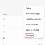 Màn hình cài đặt điện thoại Samsung hiển thị tùy chọn Cài đặt cuộc gọi
